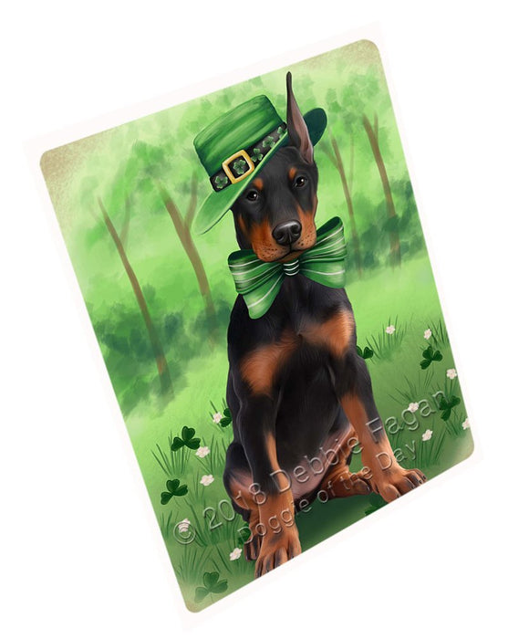 St. Patricks Day Irish Portrait Doberman Pinscher Dog Tempered Cutting Board C50259
