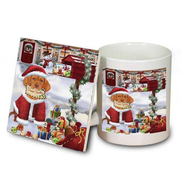 Vizsla Dear Santa Letter Christmas Holiday Mailbox Dog Mug and Coaster Set