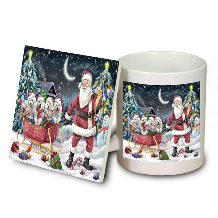 Santa Sled Dogs Bichon Frise Christmas Mug and Coaster Set MUC0478