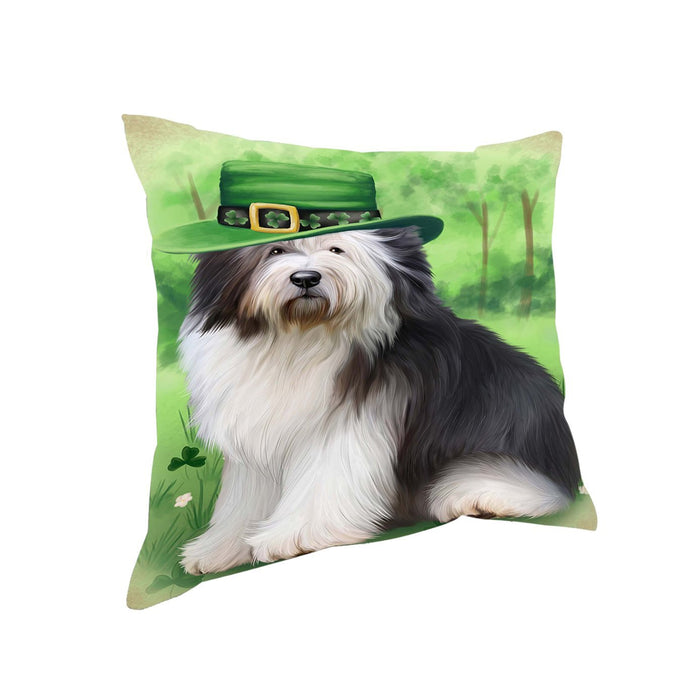 St. Patricks Day Irish Portrait Old English Sheepdog Pillow PIL51216 (14x14)