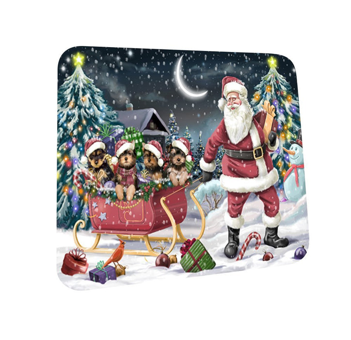 Santa Sled Dogs Yorkshire Terrier Christmas Coasters CST387 (Set of 4)
