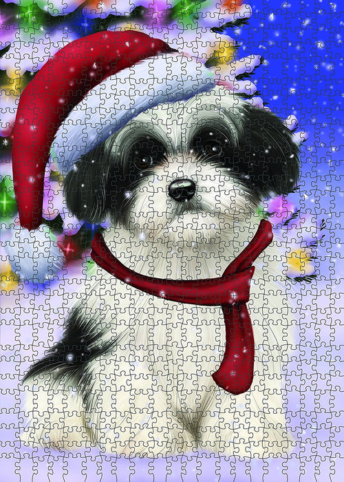 Winter Wonderland Havanese Puppy Christmas Puzzle with Photo Tin PUZL1056