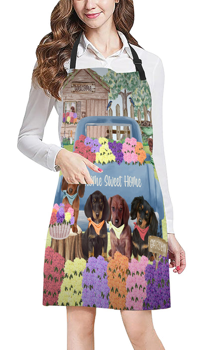 Rhododendron Home Sweet Home Garden Blue Truck Dachshund Dogs Cooking Kitchen Adjustable Apron