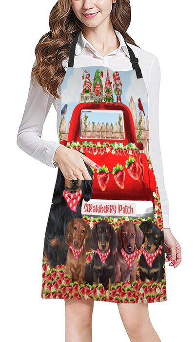 Strawberry Patch with Gnomes Dachshund Dogs Cooking Kitchen Adjustable Apron