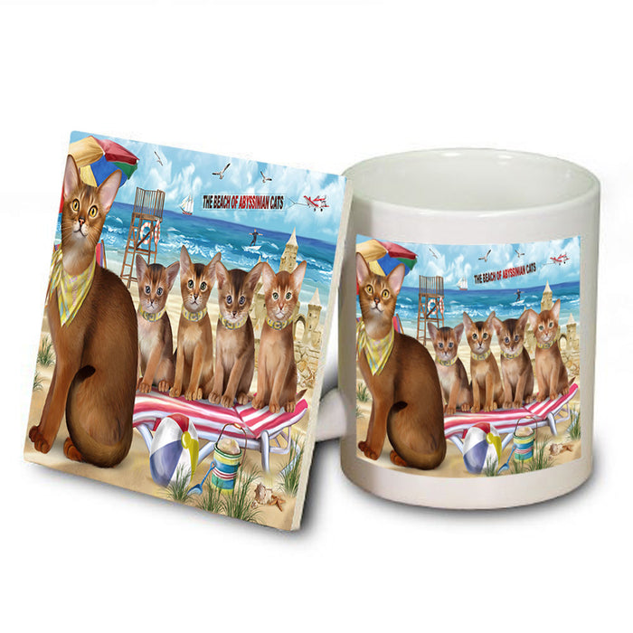 Pet Friendly Beach Abyssinian Cats Mug and Coaster Set MUC54147