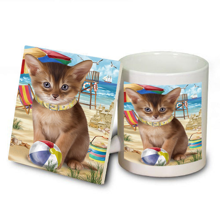 Pet Friendly Beach Abyssinian Cat Mug and Coaster Set MUC54149