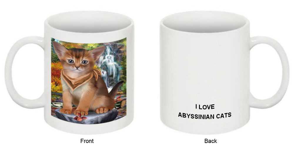 Scenic Waterfall Abyssinian Cat Coffee Mug MUG50060
