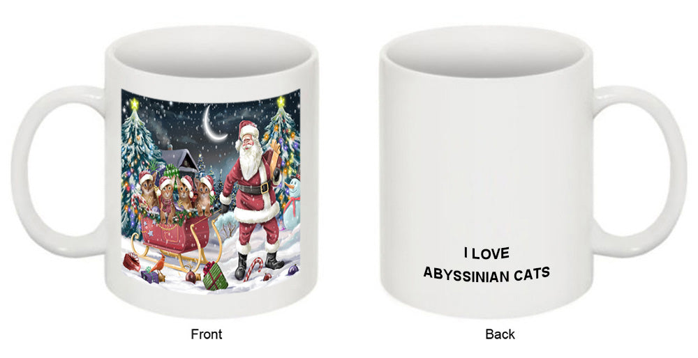 Santa Sled Christmas Happy Holidays Abyssinian Cats Coffee Mug MUG49774