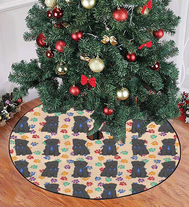 Rainbow Paw Print Affenpinscher Dogs Blue Christmas Tree Skirt