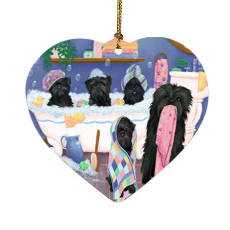 Rub A Dub Dogs In A Tub Affenpinschers Dog Heart Christmas Ornament HPOR57103