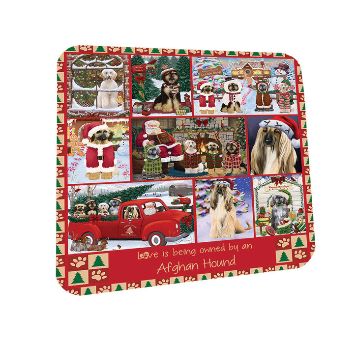 Love is Being Owned Christmas Afghan Hound Dogs Coasters Set of 4 CST57143