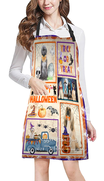 Happy Halloween Trick or Treat Afghan Hound Dogs Cooking Kitchen Adjustable Apron Apron49273