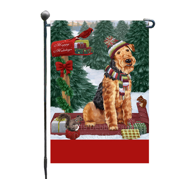 Personalized Merry Christmas Woodland Sled  Airedale Dog Custom Garden Flags GFLG-DOTD-A61458