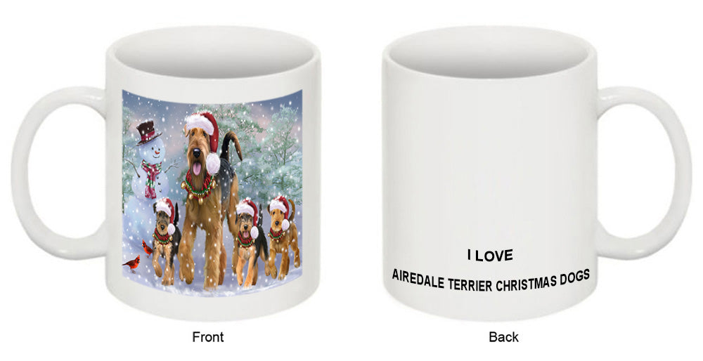 Christmas Running Family Airedale Terrier Dogs Coffee Mug MUG52521