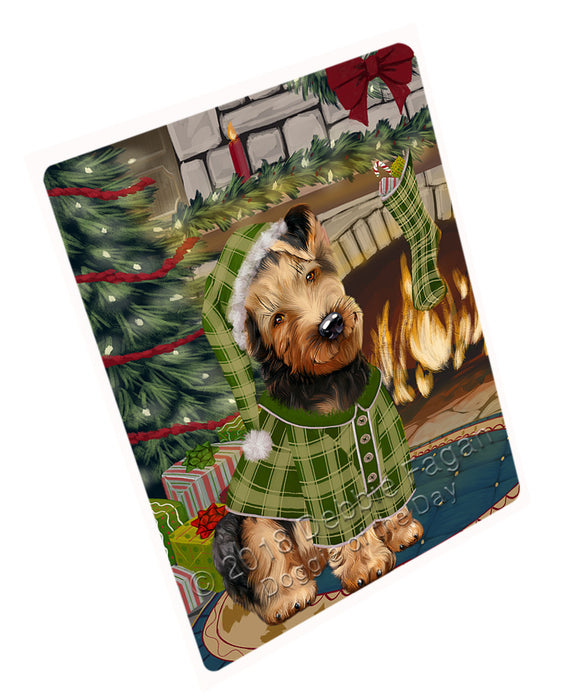 The Stocking was Hung Airedale Terrier Dog Large Refrigerator / Dishwasher Magnet RMAG93174