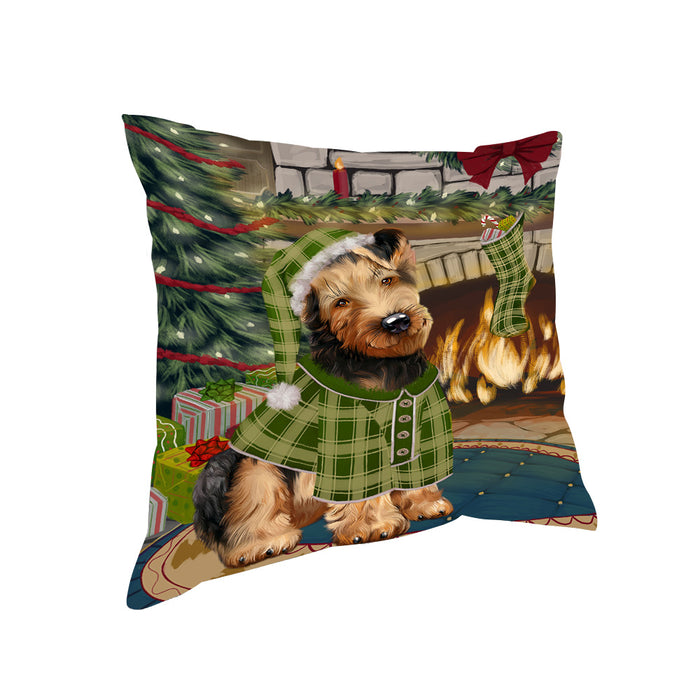 The Stocking was Hung Airedale Terrier Dog Pillow PIL69532