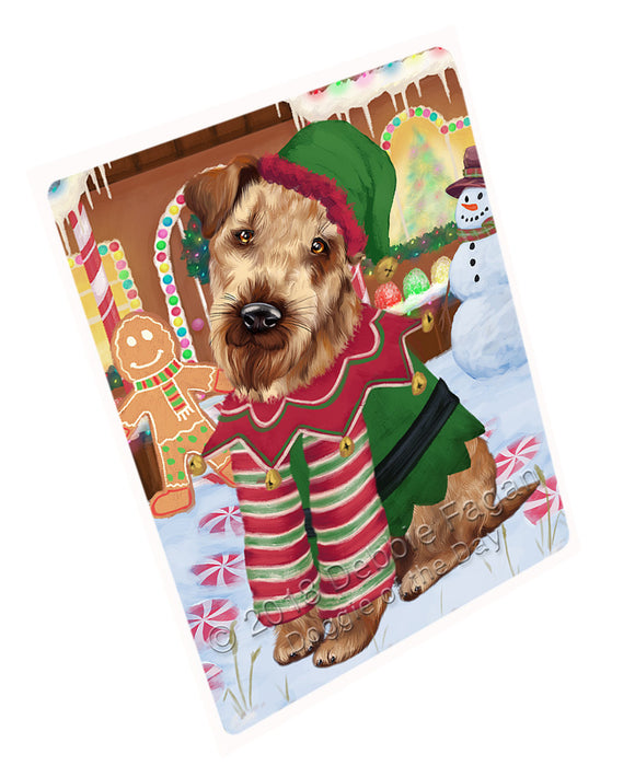 Christmas Gingerbread House Candyfest Airedale Terrier Dog Large Refrigerator / Dishwasher Magnet RMAG99012