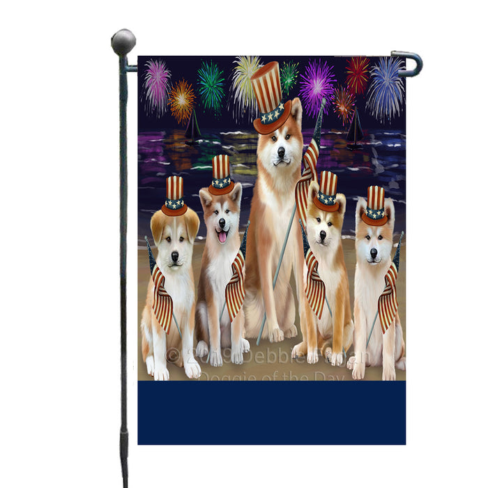 Personalized 4th of July Firework Akita Dogs Custom Garden Flags GFLG-DOTD-A57717
