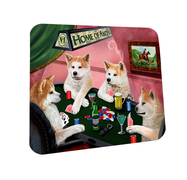 Home of Akita 4 Dogs Playing Poker Coasters Set of 4 CST54302