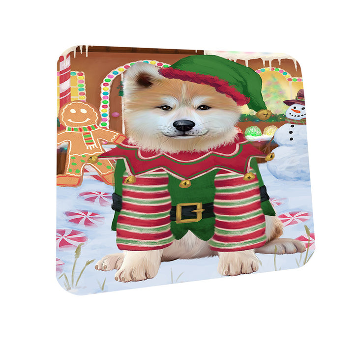 Christmas Gingerbread House Candyfest Akita Dog Coasters Set of 4 CST56086