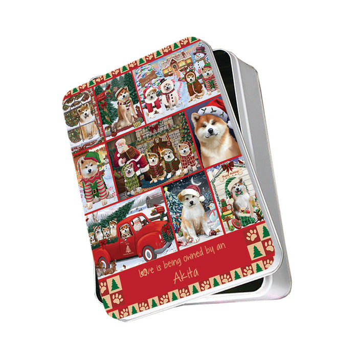 Love is Being Owned Christmas Akita Dogs Photo Storage Tin PITN57130