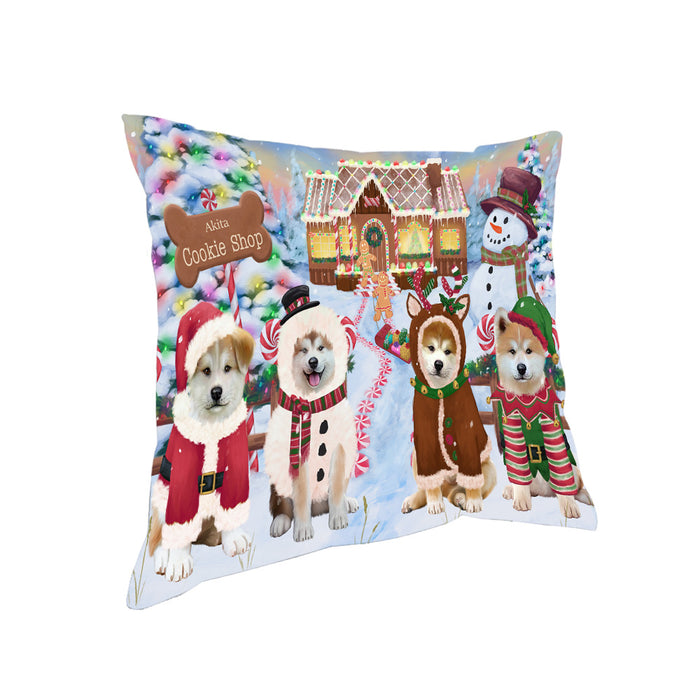 Holiday Gingerbread Cookie Shop Akitas Dog Pillow PIL78660