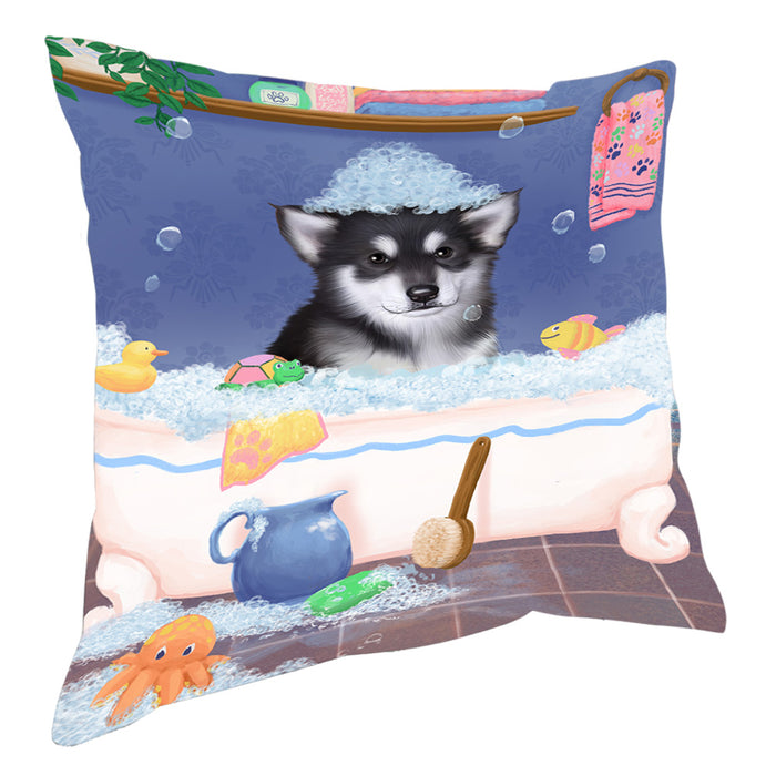 Rub A Dub Dog In A Tub Alaskan Malamute Dog Pillow with Top Quality High-Resolution Images - Ultra Soft Pet Pillows for Sleeping - Reversible & Comfort - Ideal Gift for Dog Lover - Cushion for Sofa Couch Bed - 100% Polyester, PILA90316