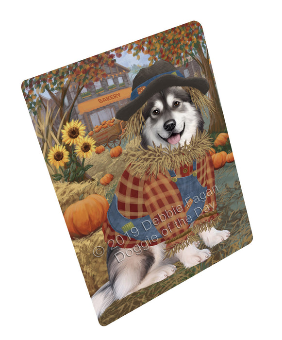 Halloween 'Round Town And Fall Pumpkin Scarecrow Both Alaskan Malamute Dogs Large Refrigerator / Dishwasher Magnet RMAG104550