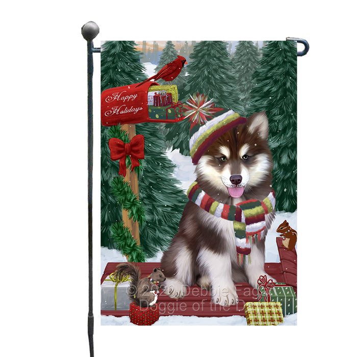 Christmas Woodland Sled Alaskan Malamute Dog Garden Flags Outdoor Decor for Homes and Gardens Double Sided Garden Yard Spring Decorative Vertical Home Flags Garden Porch Lawn Flag for Decorations GFLG68362