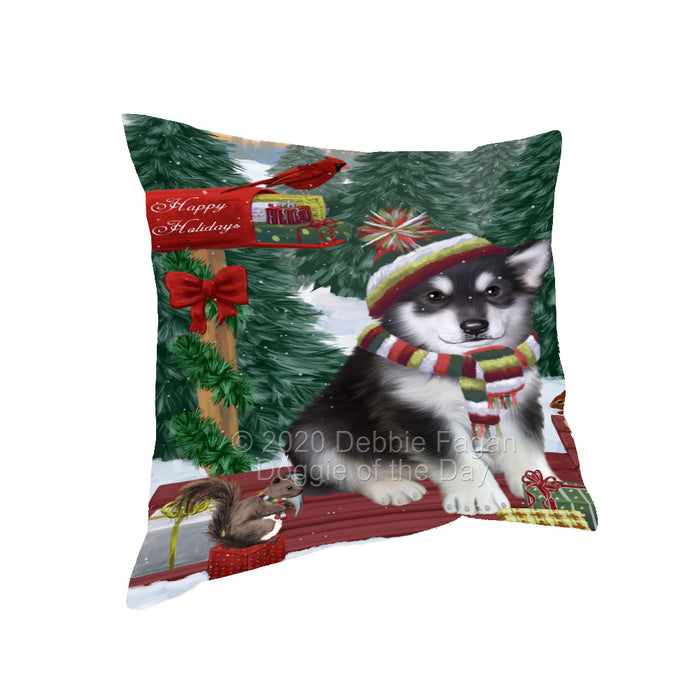Christmas Woodland Sled Alaskan Malamute Dog Pillow with Top Quality High-Resolution Images - Ultra Soft Pet Pillows for Sleeping - Reversible & Comfort - Ideal Gift for Dog Lover - Cushion for Sofa Couch Bed - 100% Polyester, PILA93439