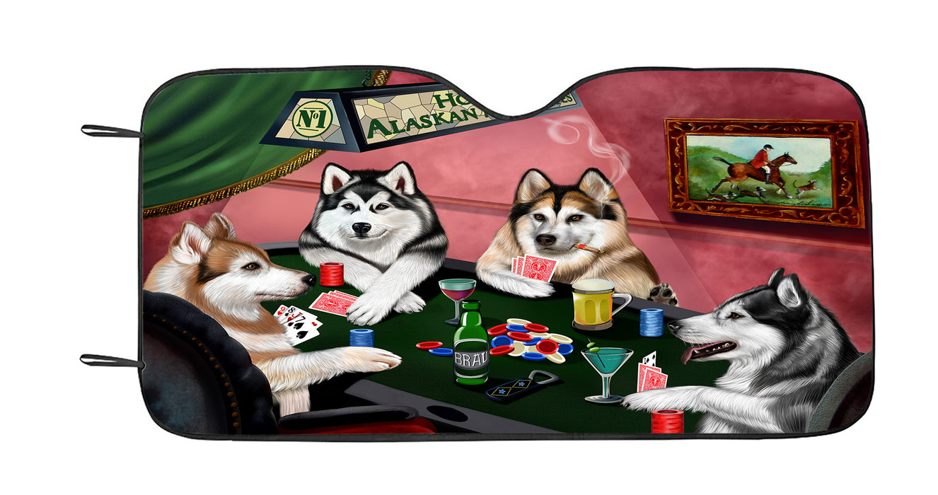 Home of  Alaskan Malamute Dogs Playing Poker Car Sun Shade