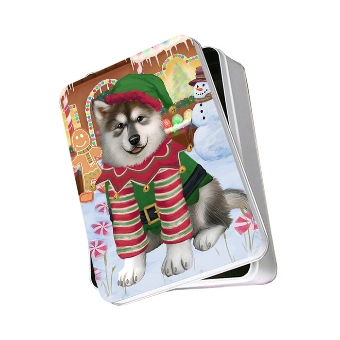 Christmas Gingerbread House Candyfest Alaskan Malamute Dog Photo Storage Tin PITN56051