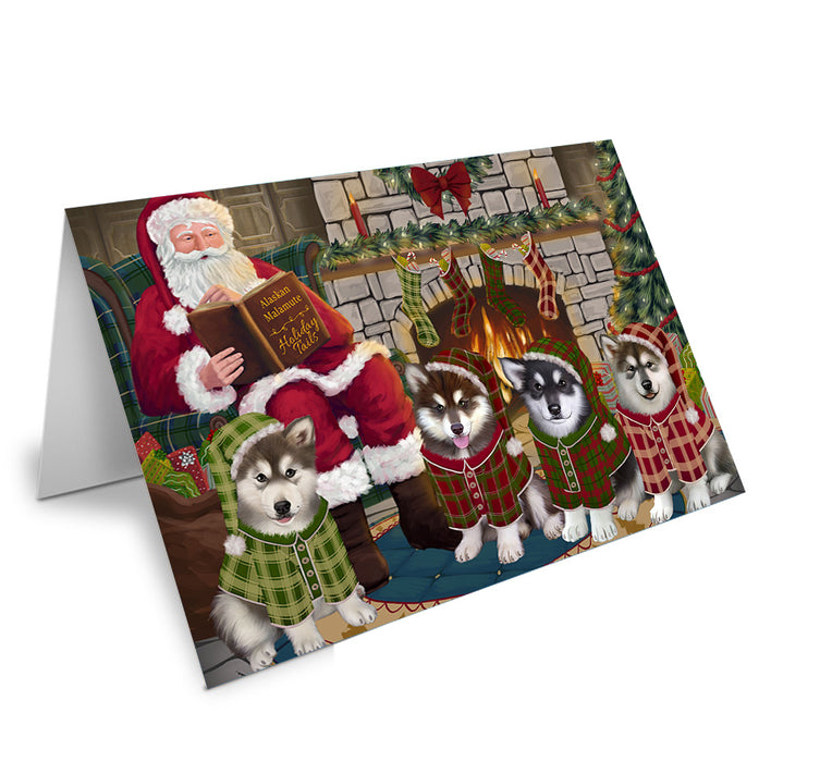 Christmas Cozy Holiday Tails Alaskan Malamutes Dog Handmade Artwork Assorted Pets Greeting Cards and Note Cards with Envelopes for All Occasions and Holiday Seasons GCD69776