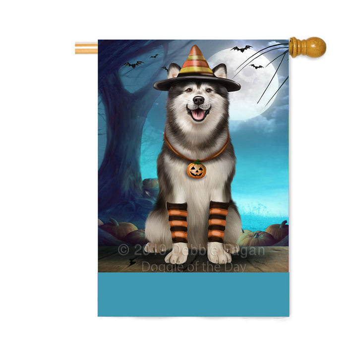Personalized Happy Halloween Trick or Treat Alaskan Malamute Dog Candy Corn Custom House Flag FLG64084