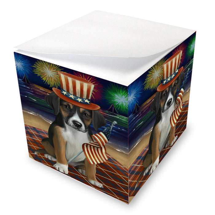 4th of July Independence Day Firework American English Foxhound Dog Note Cube NOC-DOTD-A57097