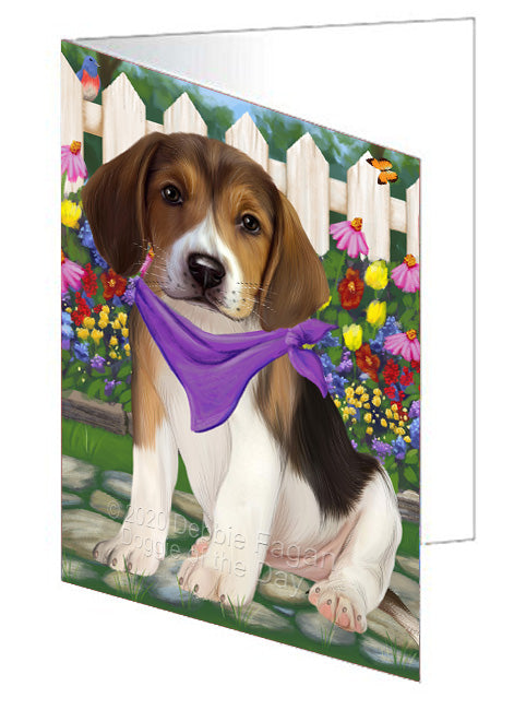Spring Floral American English Foxhound Dog Handmade Artwork Assorted Pets Greeting Cards and Note Cards with Envelopes for All Occasions and Holiday Seasons