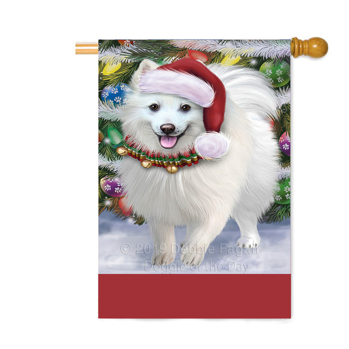 Personalized Trotting in the Snow American Eskimo Dog Custom House Flag FLG-DOTD-A60712