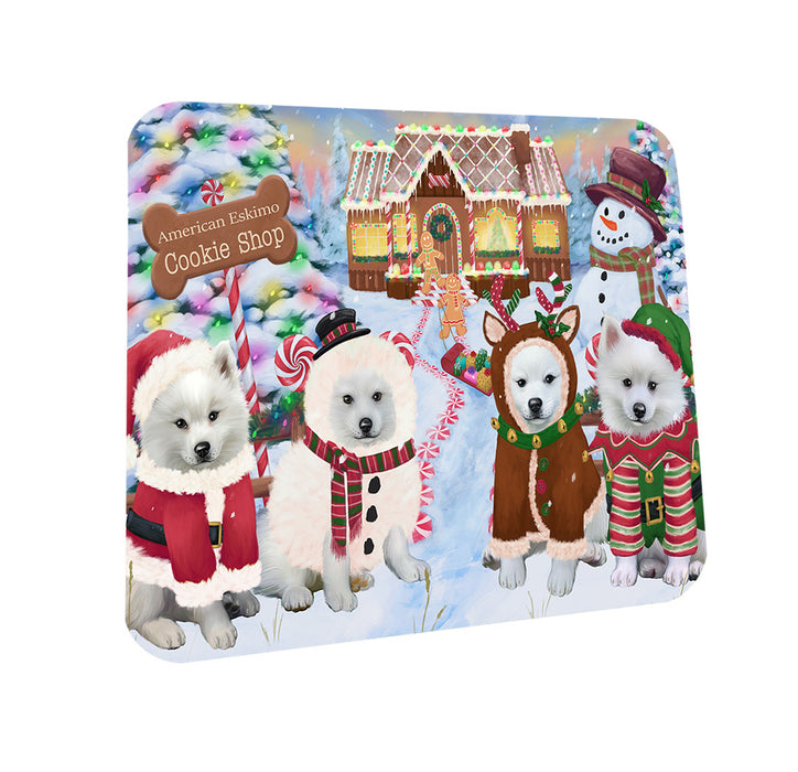 Holiday Gingerbread Cookie Shop American Eskimos Dog Coasters Set of 4 CST56052