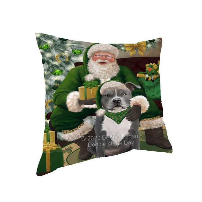 Christmas Irish Santa with Gift and Alaskan Malamute Dog Pillow PIL86668