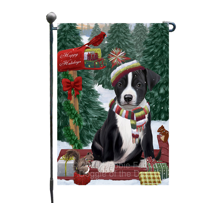 Christmas Woodland Sled American Staffordshire Terrier Dog Garden Flags Outdoor Decor for Homes and Gardens Double Sided Garden Yard Spring Decorative Vertical Home Flags Garden Porch Lawn Flag for Decorations GFLG68373