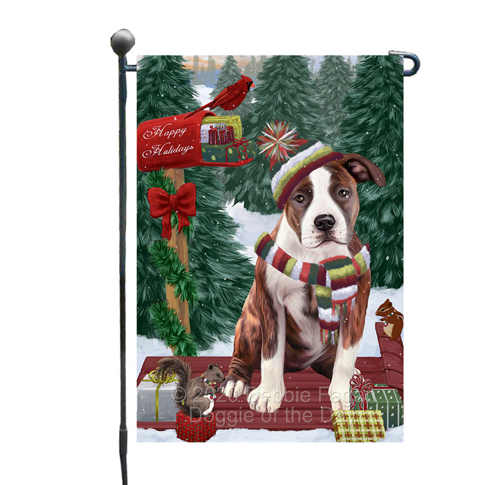 Christmas Woodland Sled American Staffordshire Terrier Dog Garden Flags Outdoor Decor for Homes and Gardens Double Sided Garden Yard Spring Decorative Vertical Home Flags Garden Porch Lawn Flag for Decorations GFLG68374