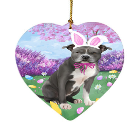 Easter Holiday American Staffordshire Terrier Dog Heart Christmas Ornament HPOR57264