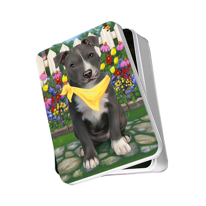 Spring Floral American Staffordshire Terrier Dog Photo Storage Tin PITN52228