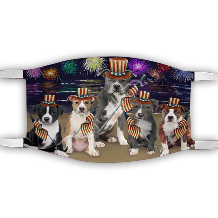4th of July Independence Day American Staffordshire Dogs Face Mask FM49367