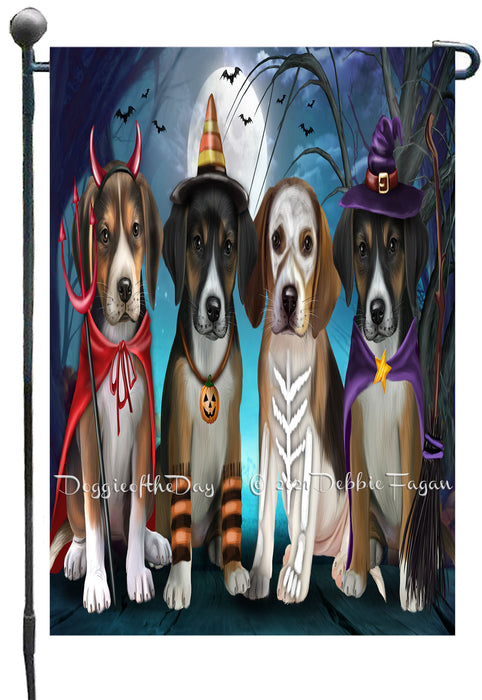 Happy Halloween Trick or Treat American English Foxhound Dogs Garden Flags- Outdoor Double Sided Garden Yard Porch Lawn Spring Decorative Vertical Home Flags 12 1/2"w x 18"h