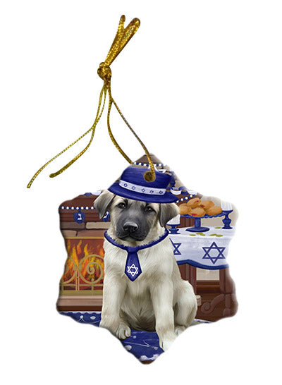 Happy Hanukkah Anatolian Shepherd Dog Star Porcelain Ornament SPOR57640