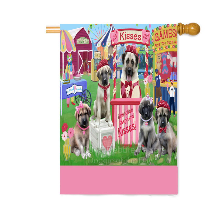 Personalized Carnival Kissing Booth Anatolian Shepherd Dogs Custom House Flag FLG63572