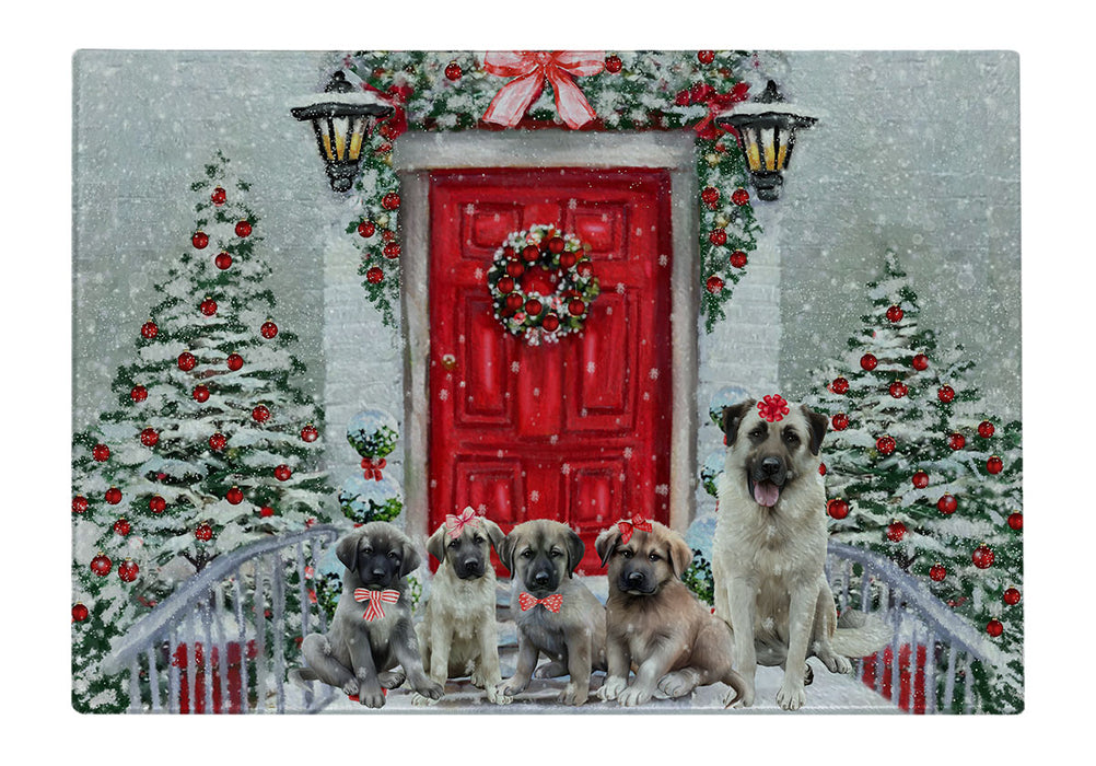 Christmas Holiday Welcome Anatolian Shepherd Dogs Cutting Board - For Kitchen - Scratch & Stain Resistant - Designed To Stay In Place - Easy To Clean By Hand - Perfect for Chopping Meats, Vegetables
