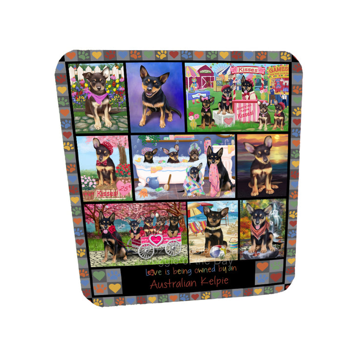 Love is Being Owned Australian Kelpie Dog Grey Coasters Set of 4 CSTA57684