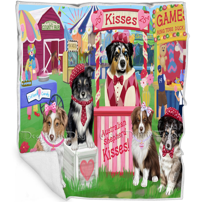 Carnival Kissing Booth Australian Shepherd Dogs Blanket BLNKT142598